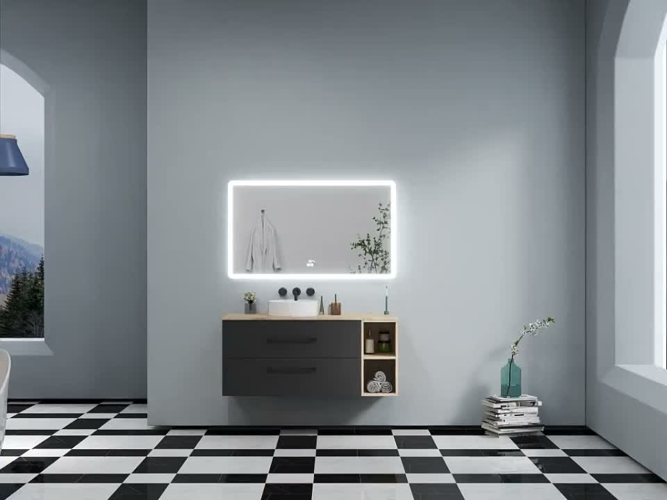 LED Badezimmer Spiegel mit Uhr Bluetooth Beschlagfrei Produktbild-Vorschau 7