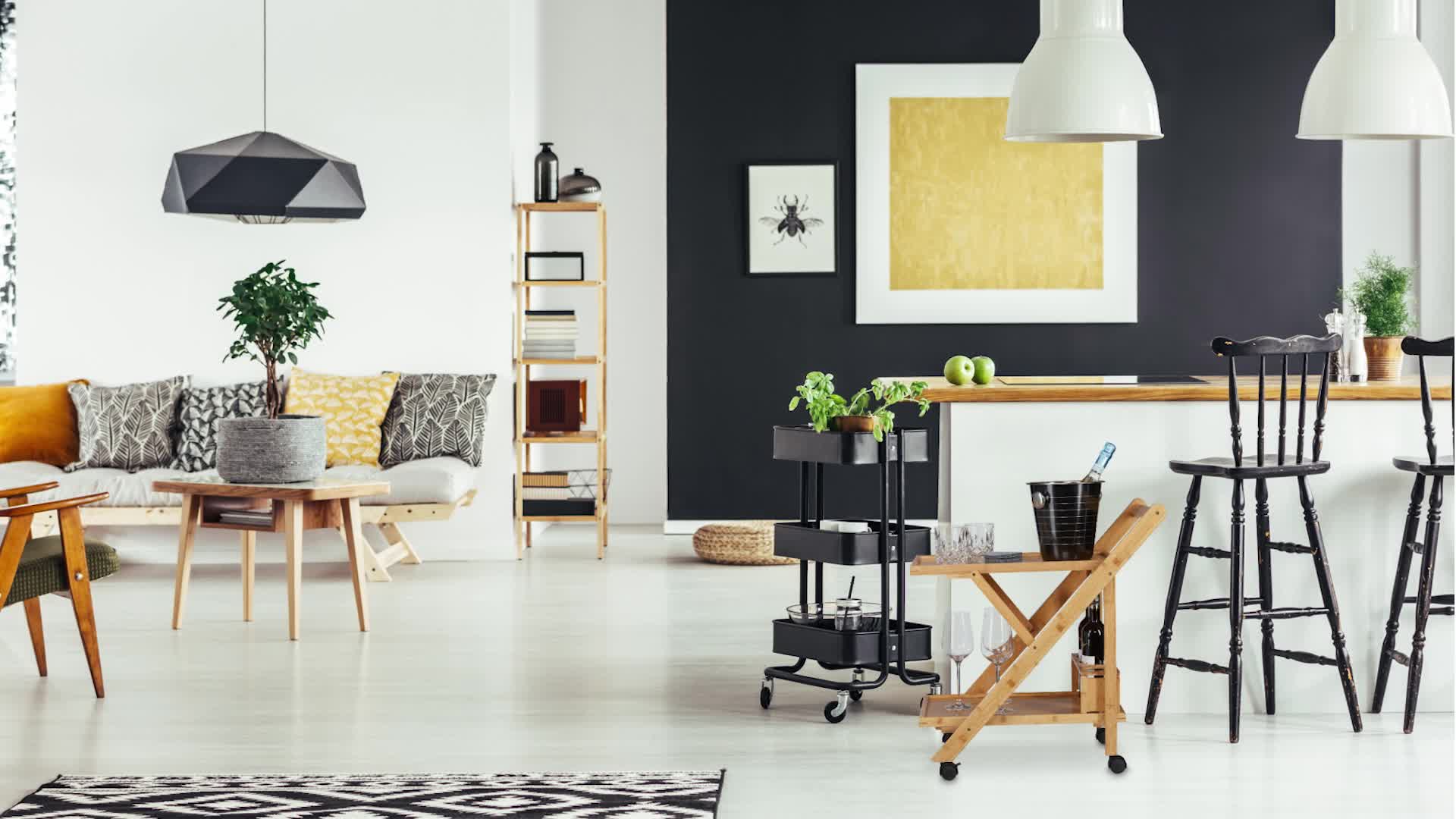 Relaxdays Küchenwagen Bambus, Servierwagen klappbar mit Produktbild-Vorschau 7