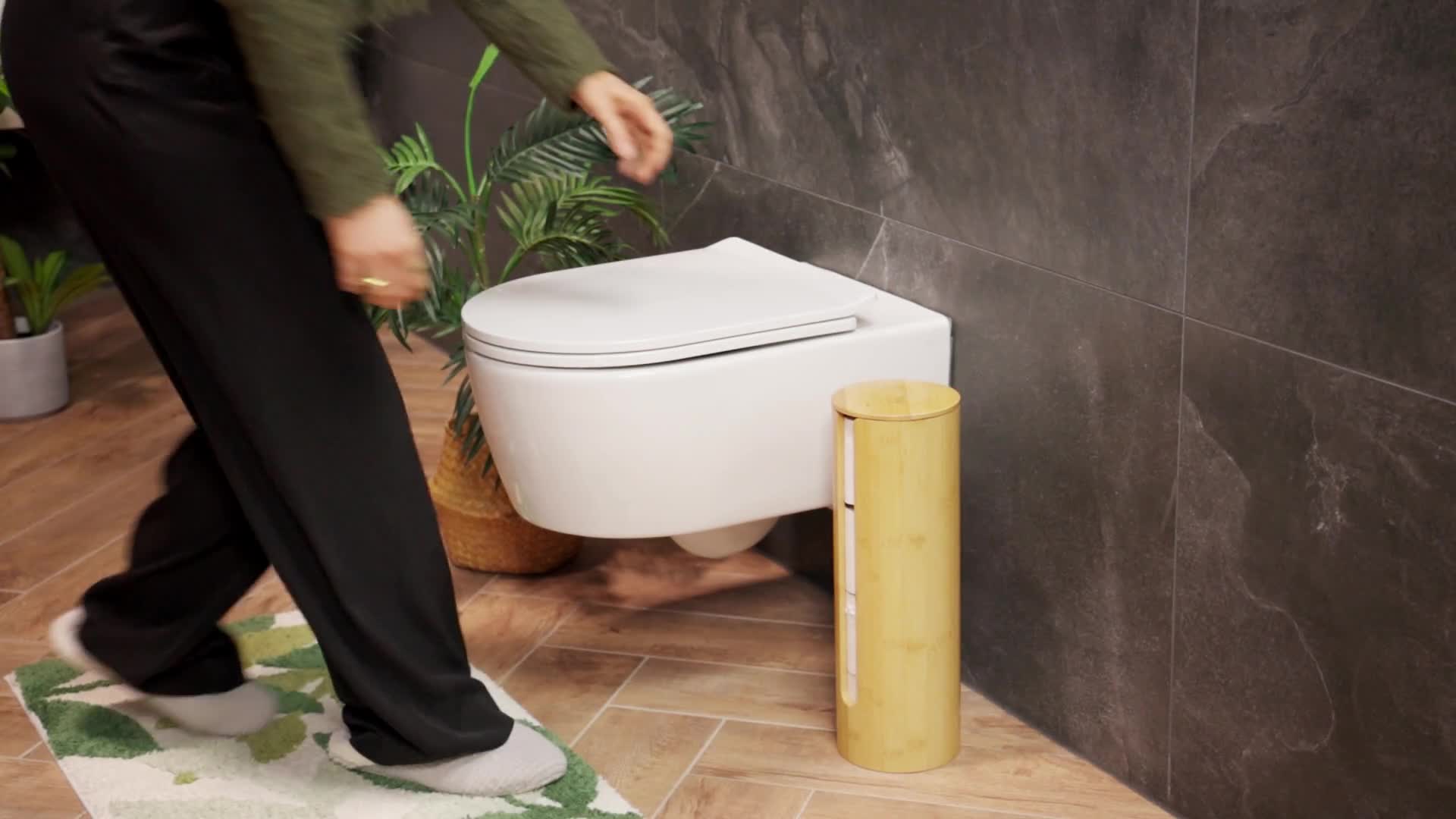 Relaxdays Toilettenpapier Aufbewahrung, 4 Rollen, Bambus, Produktbild-Vorschau 7