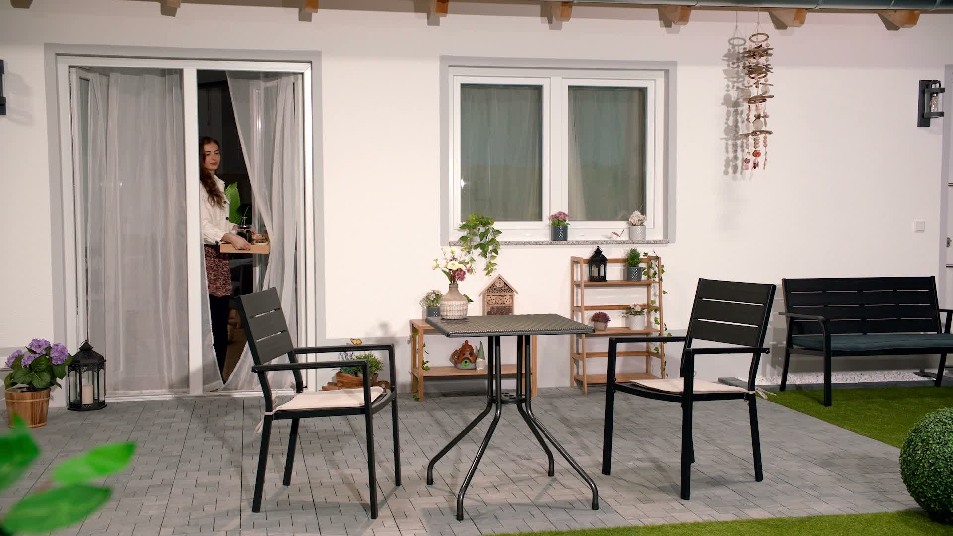 Relaxdays Gartentisch Rattan-Optik, quadratisch, HBT: Produktbild-Vorschau 7