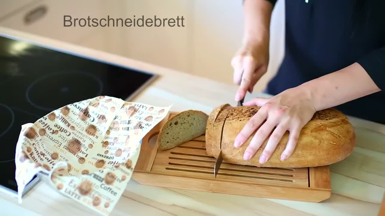 Relaxdays Brotschneidebrett Bambus, HxBxT:3x37x21,5cm, mit Produktbild-Vorschau 5
