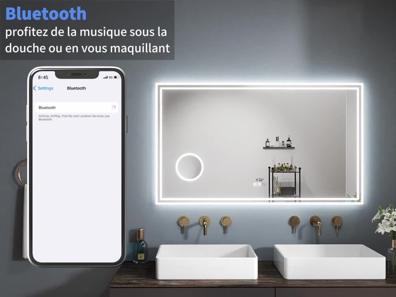 Miroir de salle de bain LED 120x70cm Tricolor anti-buée Voir les images du produit 7