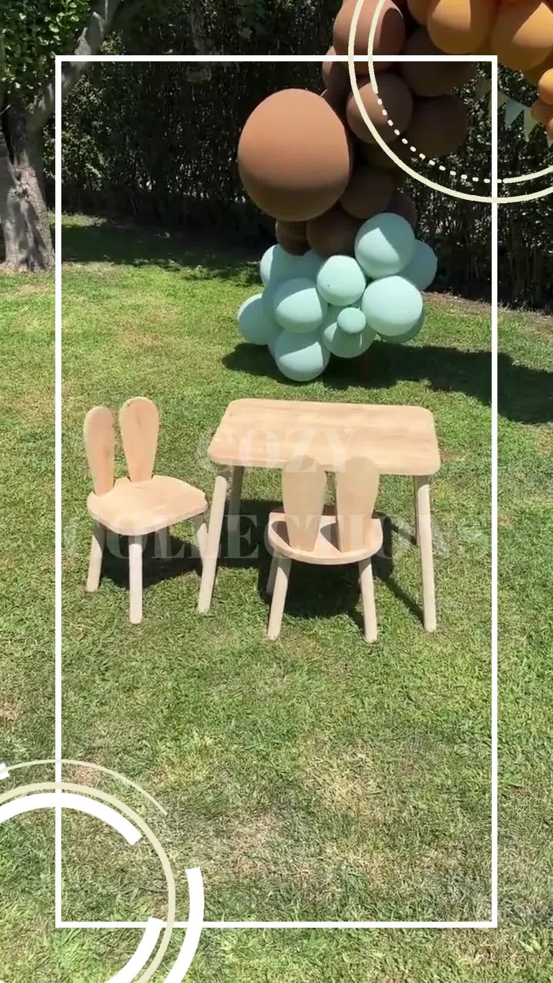 Montessori Tisch und Stuhl Set aus Holz für Kinder – Produktbild-Vorschau 7