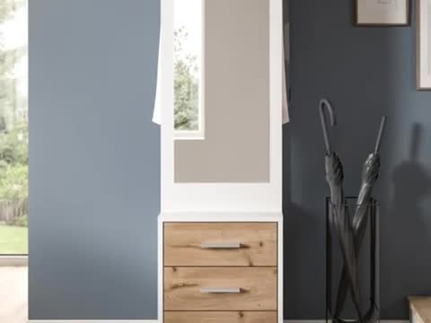 Kompaktgarderobe "Pallas" in weiß und Eiche Garderobe mit Produktbild-Vorschau 7