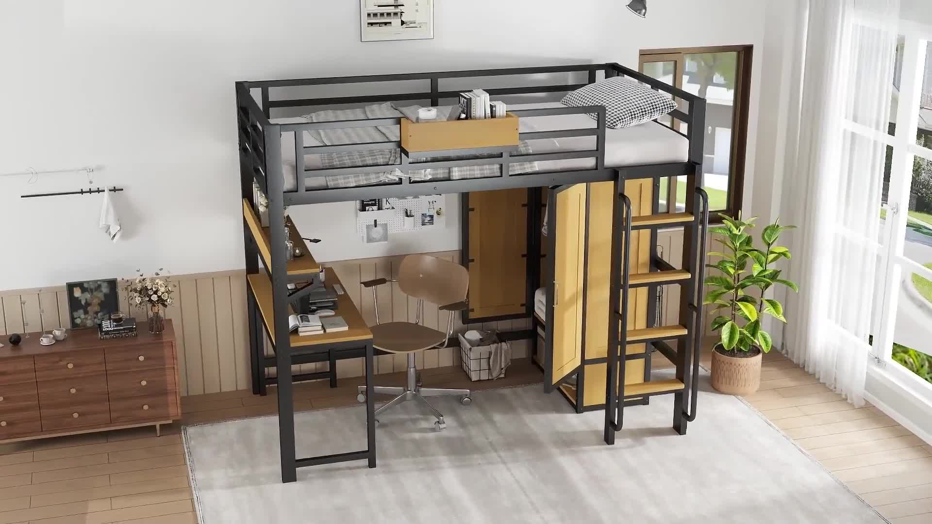 Patrová postel 90 × 200 cm, dětská postel s psacím stolem, Náhled obrázku produktu 7