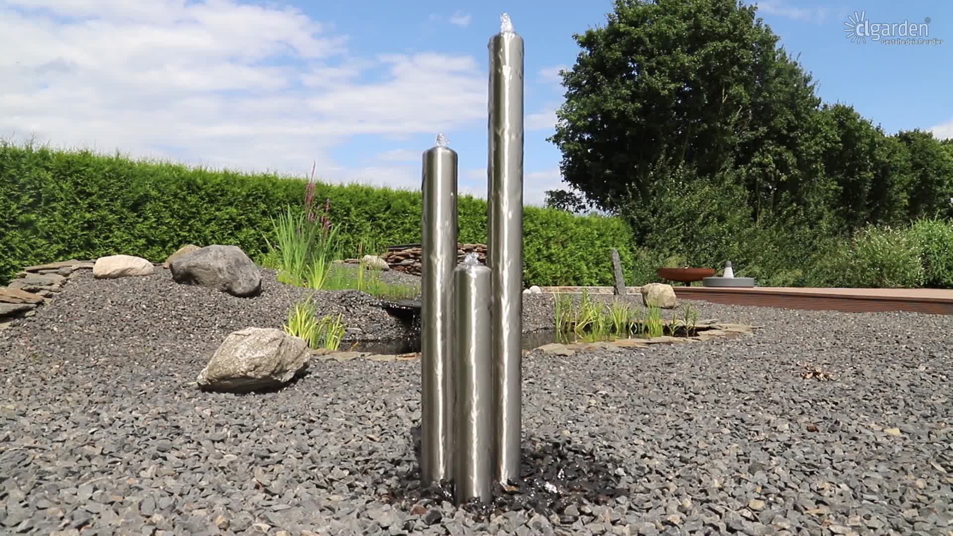 CLGarden Edelstahl Säulenbrunnen ESB1 mit 3 Säulen 100cm Produktbild-Vorschau 7