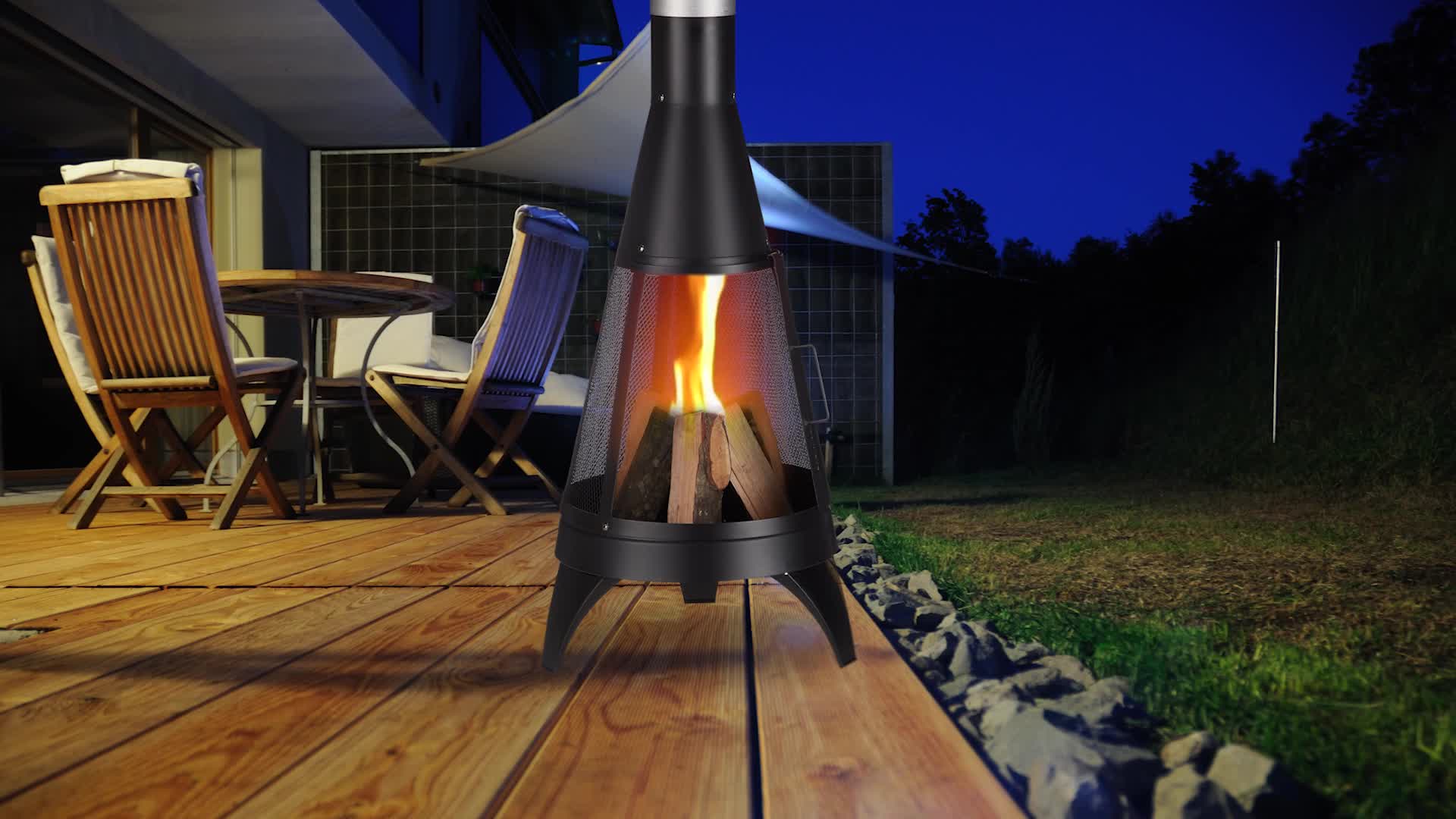 Relaxdays Terrassenofen, mit Funkenschutz, Rost & Produktbild-Vorschau 7
