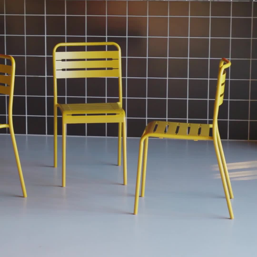 Set 4 sedie da giardino bistrot in acciaio, Ocra Anteprima dell’immagine prodotto 6