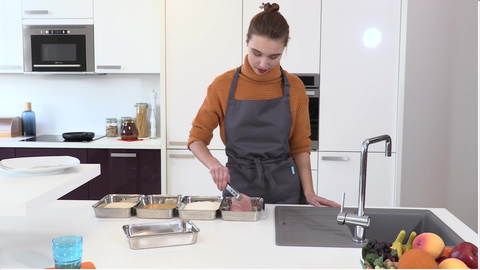 Relaxdays Panierstraße Edelstahl, 3 Schnitzel Panierset Produktbild-Vorschau 7
