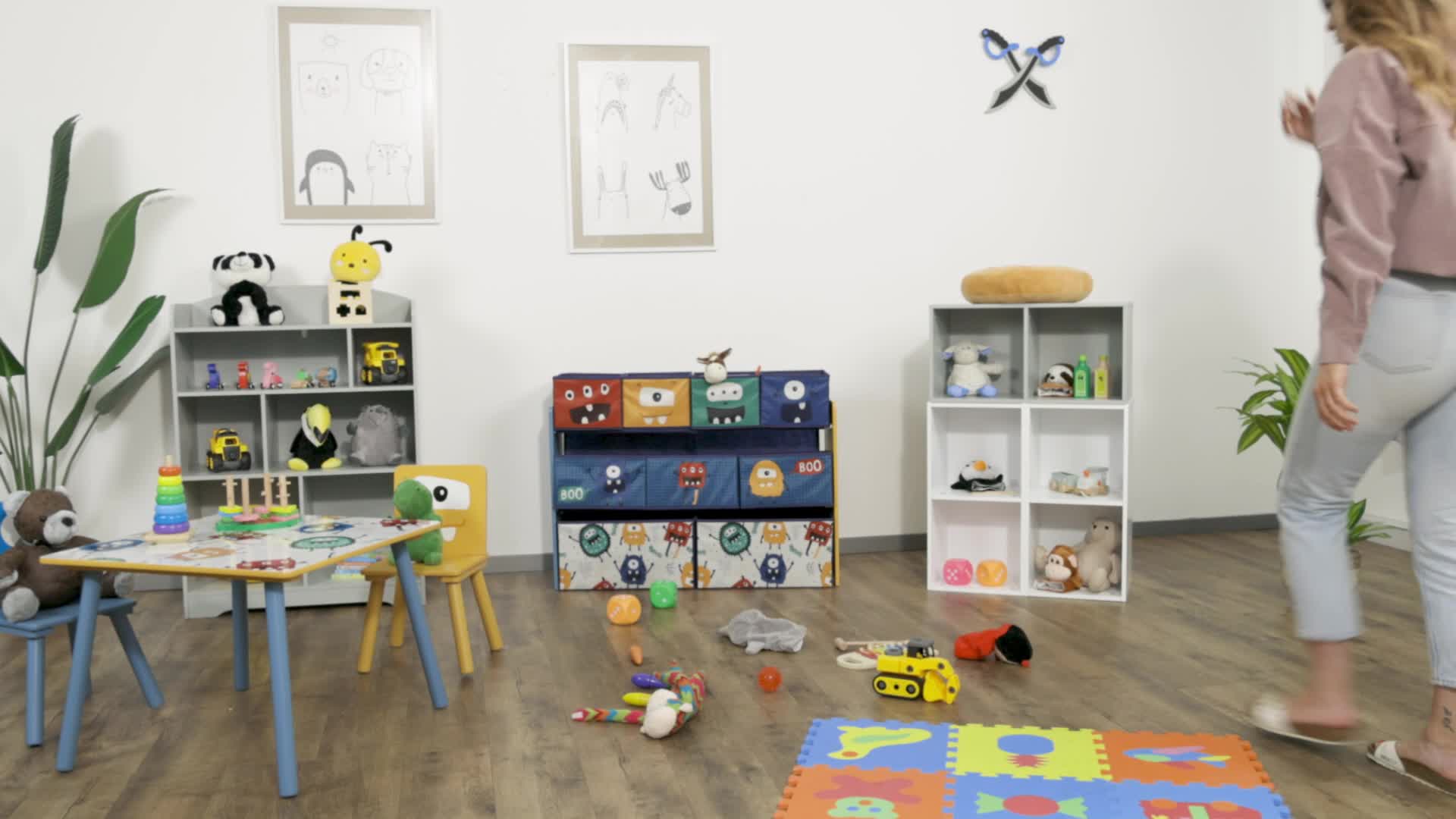 Relaxdays Kinderregal mit 9 Stoffboxen, Monster Design, Produktbild-Vorschau 7