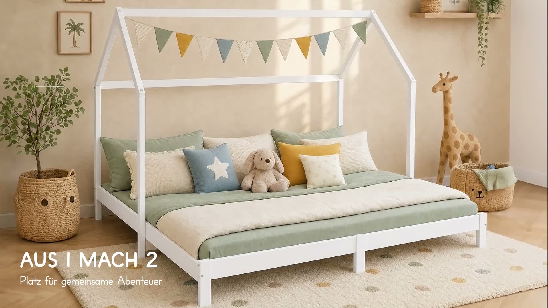 Homestyle4u Kinderbett 90x200 180x200 ausziehbar mit Produktbild-Vorschau 7