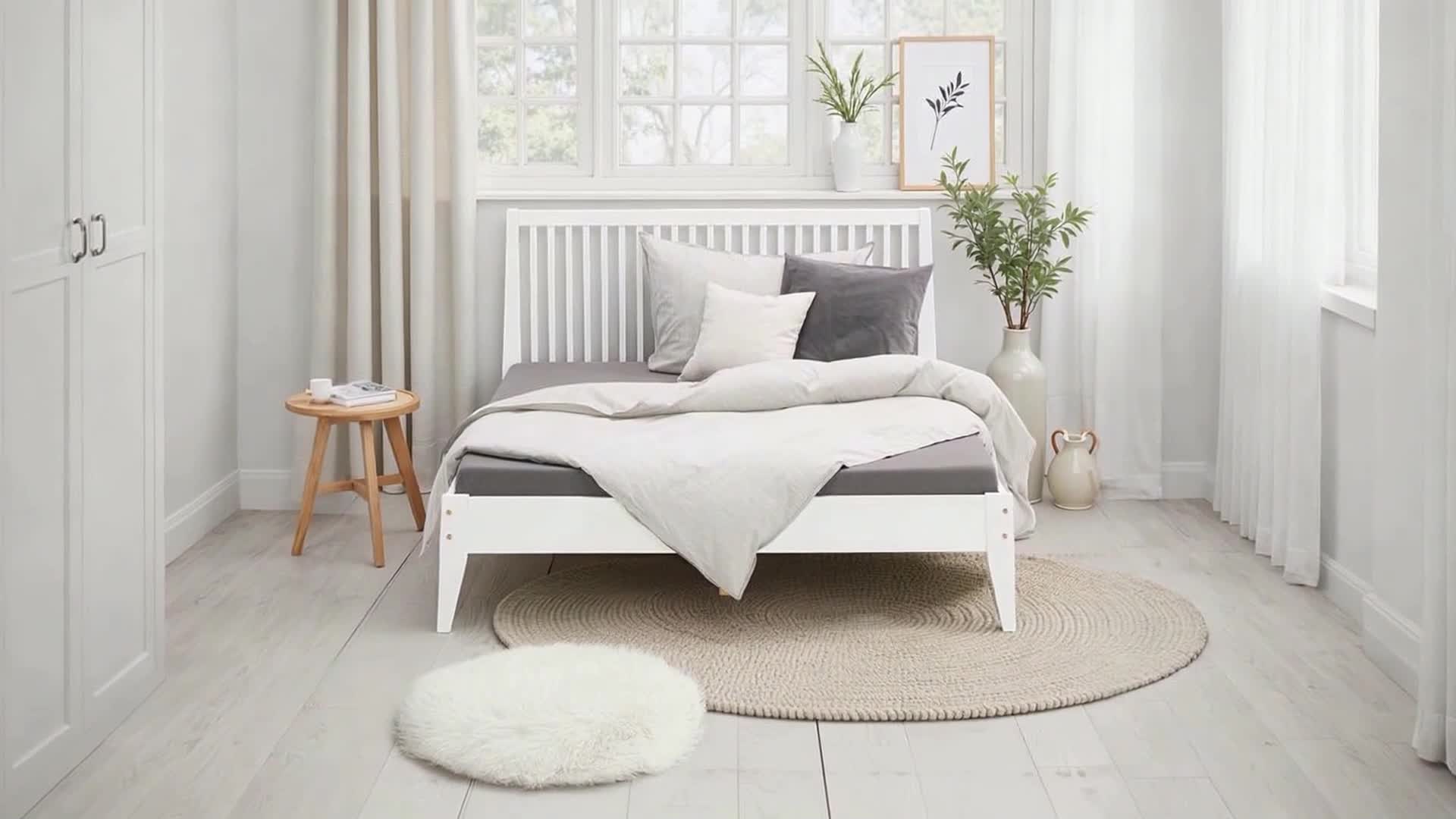 Homestyle4u Holzbett 140x200 Bettgestell weiß Bett Produktbild-Vorschau 7