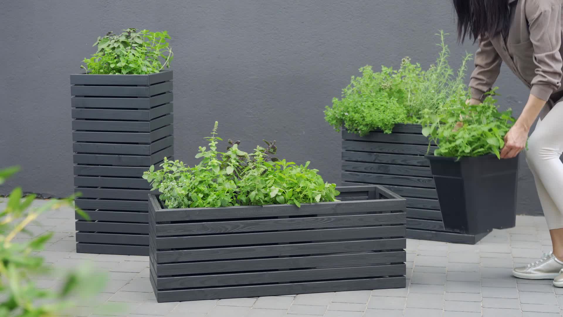 Blumenkasten für außen Pflanzen-Übertopf aus Holz mit Produktbild-Vorschau 7
