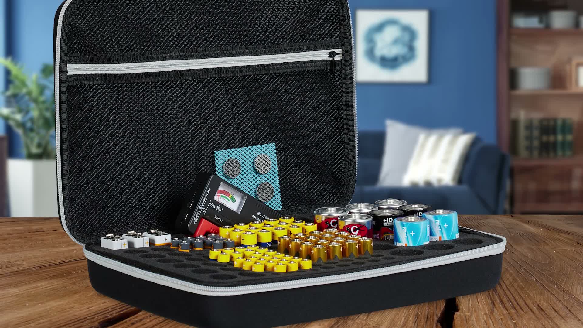 Relaxdays Batteriekoffer mit Tester, für AA, AAA, C, D & Produktbild-Vorschau 7