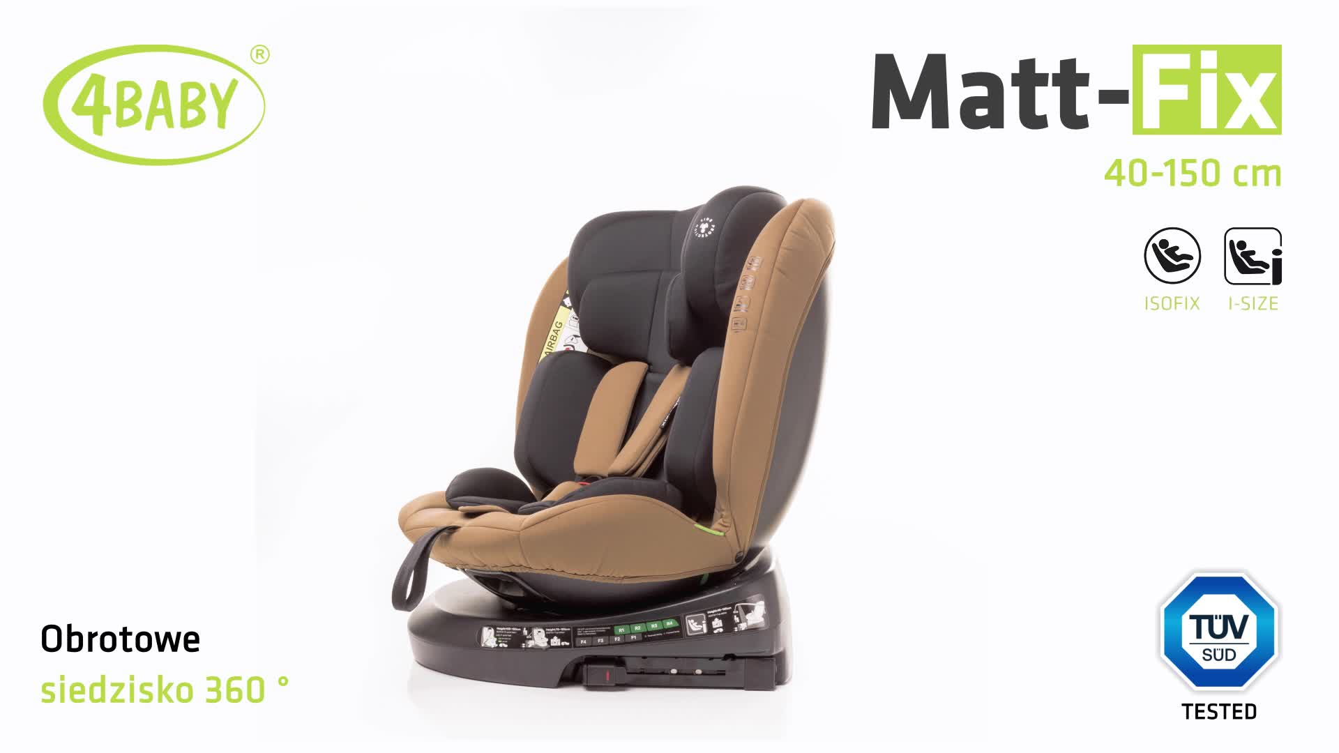Fotelik dziecięcy obrotowy 360 4BABY Matt-Fix I-SIZE Podgląd zdjęcia produktu 7