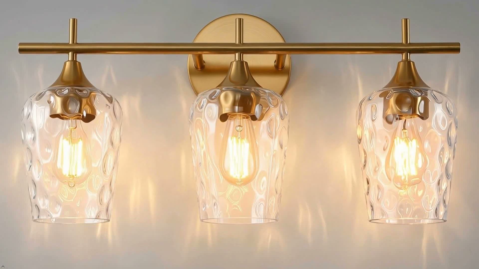 Tribesigns 3-Licht Badezimmer-Wandleuchte Gold, Moderne Produktbild-Vorschau 7