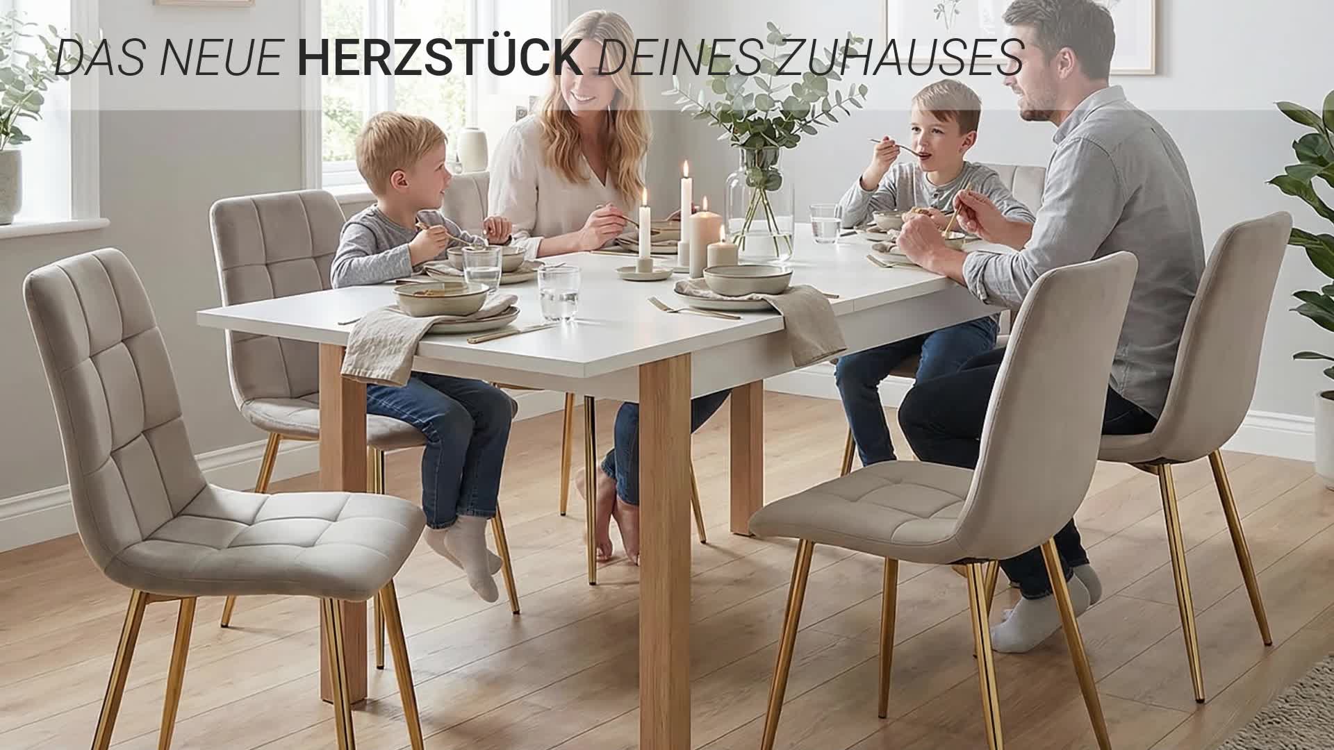 Homestyle4u Esstisch 160-200x80 cm ausziehbar Beige Grau Produktbild-Vorschau 7