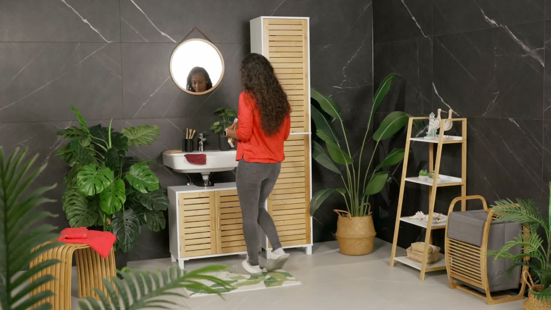 Relaxdays Waschbeckenunterschrank mit 2 Türen, HBT: Produktbild-Vorschau 7