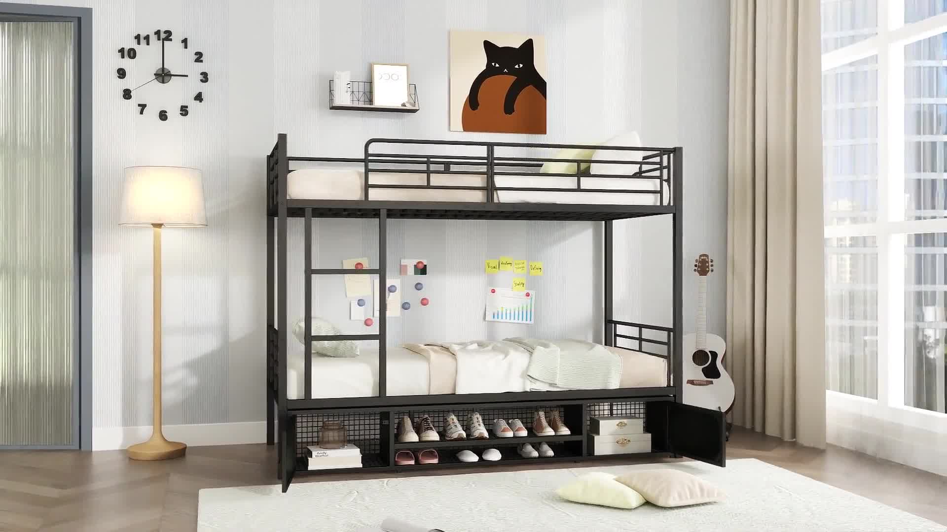 Flieks Etagenbett Metallbett 90x200cm mit Schuhregal und Produktbild-Vorschau 7