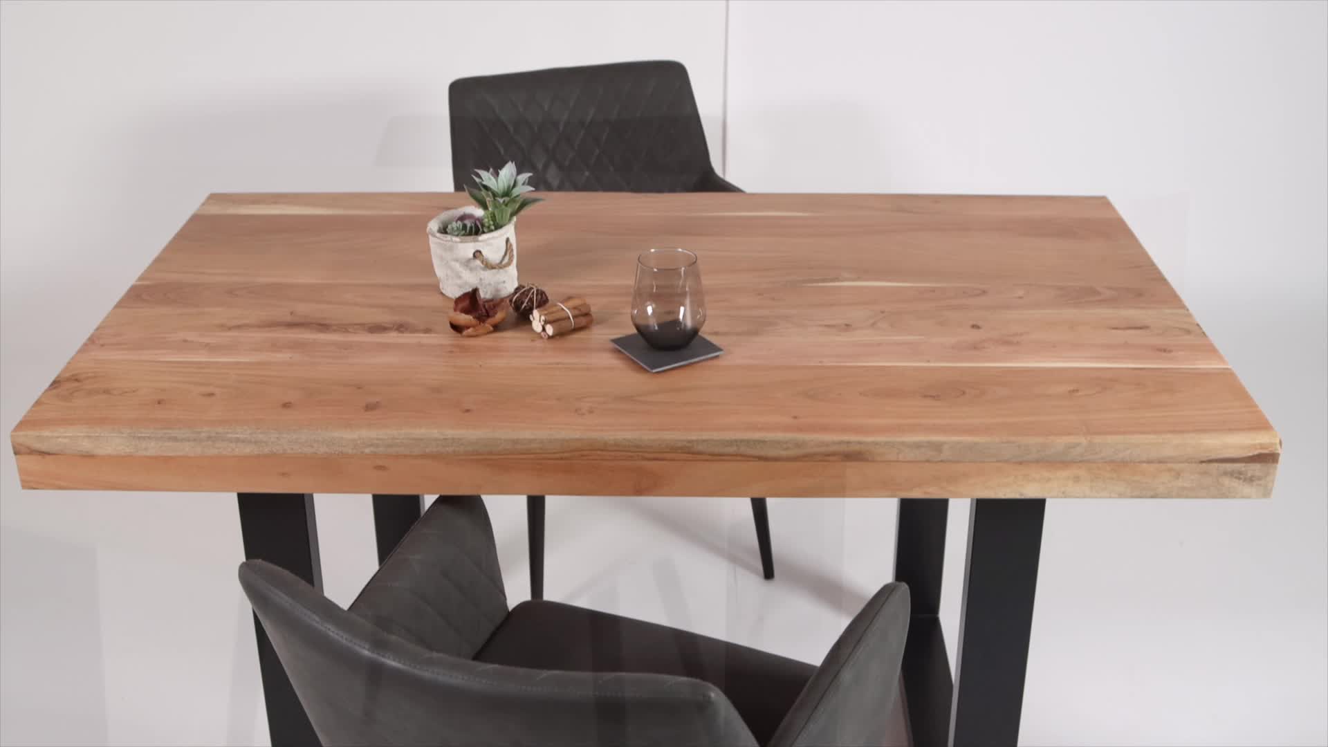 Esstisch Akazie Natur 160 x 85 cm massiv gerade Tischkanten Produktbild-Vorschau 7