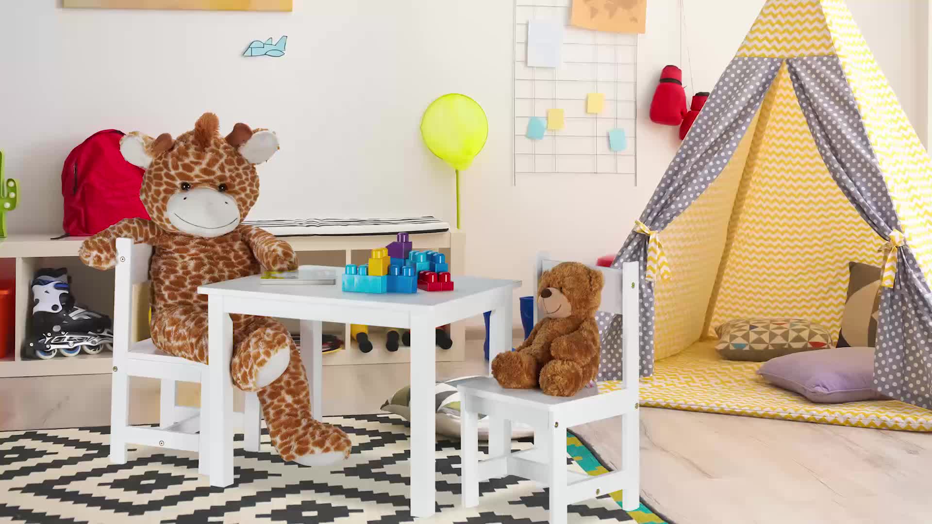 Relaxdays Kindersitzgruppe, Maltisch mit 2 Kinderstühlen, Produktbild-Vorschau 7