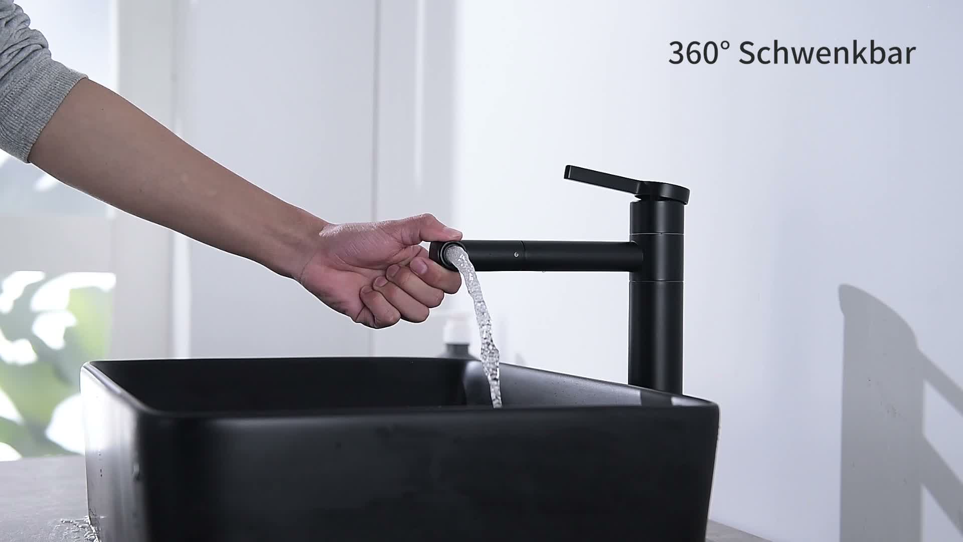 Homelody Schwarz Wasserhahn Bad 360° Drehbar Produktbild-Vorschau 7
