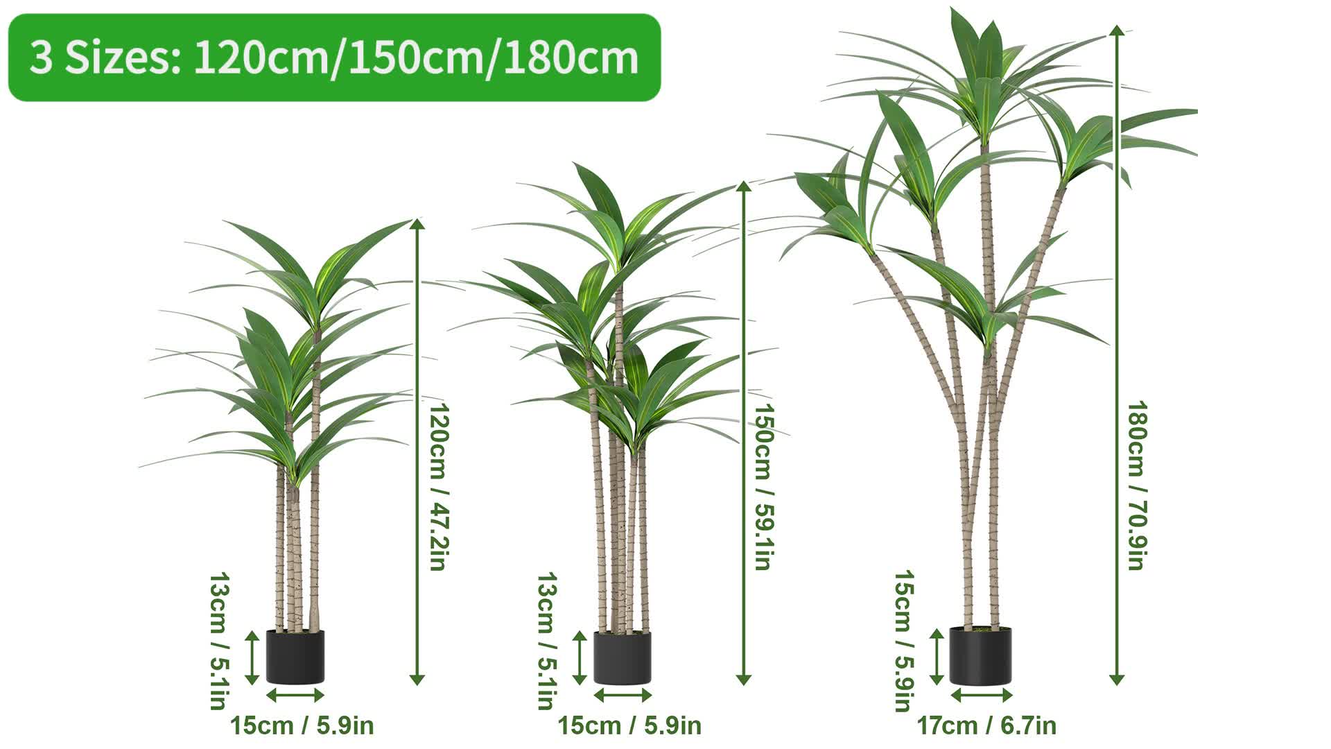 XMTECH Dracaena Fragrans artificiel 180 cm Grande plante Voir les images du produit 7