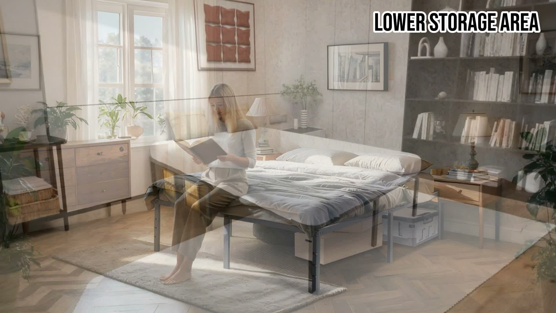 TRMLBE Bettgestell 160x200cm Bett mit Rückenlehnen aus Produktbild-Vorschau 5