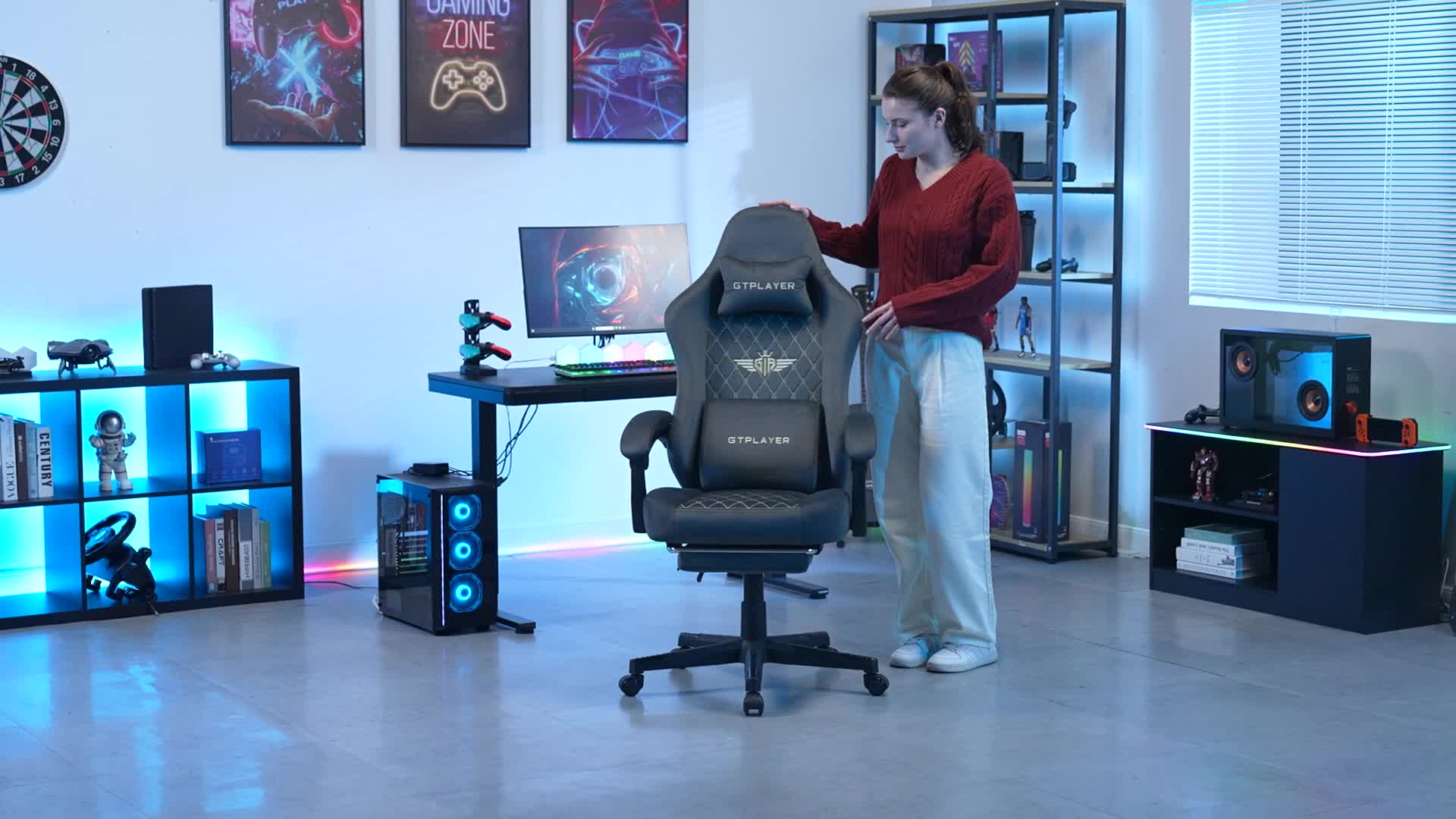 GTPLAYER Herní židle Látková herní židle Ergonomická Náhled obrázku produktu 7