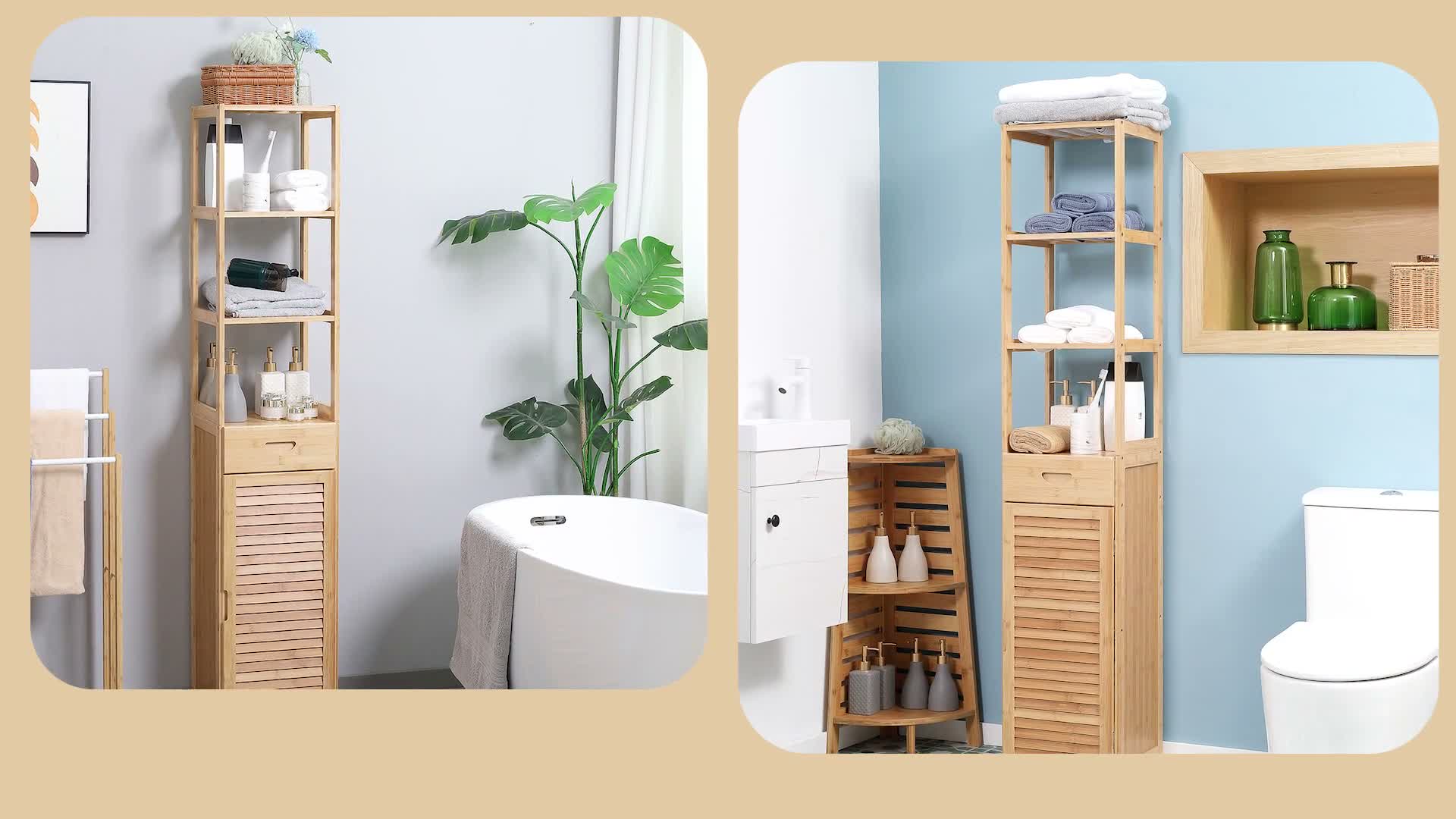 kleankin Badezimmerschrank, Badschrank aus Bambus, Produktbild-Vorschau 7