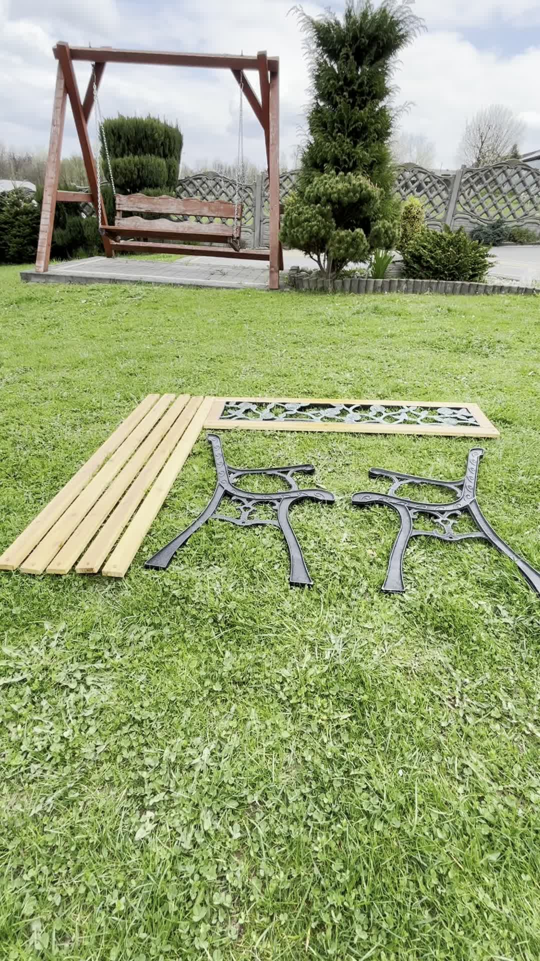 KADAX Gartenbank aus Holz, 127 cm, Gusseisenbank mit Produktbild-Vorschau 7
