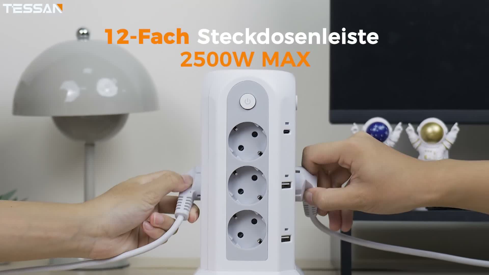 TESSAN 12 Fach Mehrfachsteckdose mit USB C Steckdosenleiste Produktbild-Vorschau 7