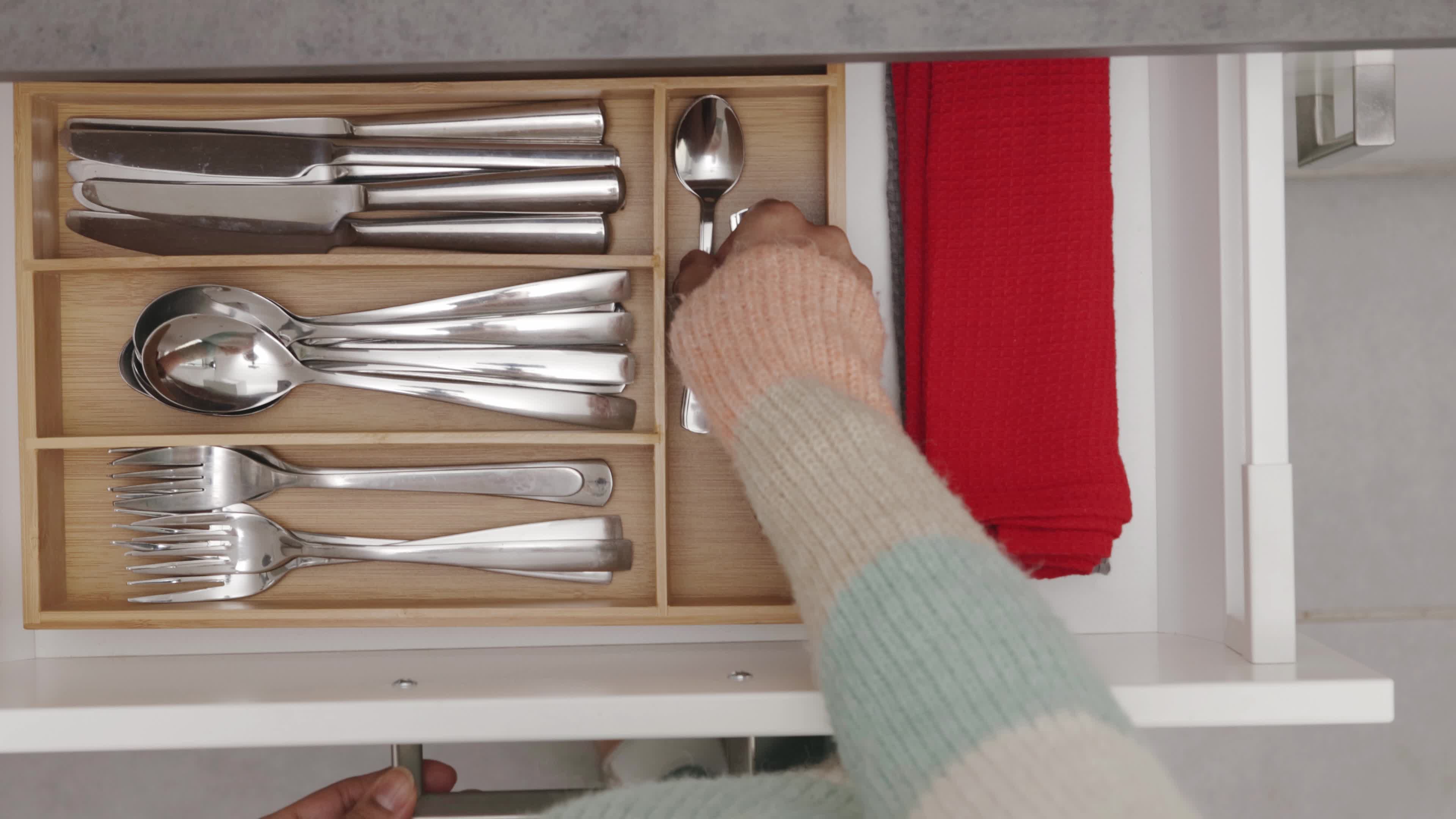 Relaxdays Besteckkasten, 5 Fächer, Bambus, Schubladenkasten Produktbild-Vorschau 7