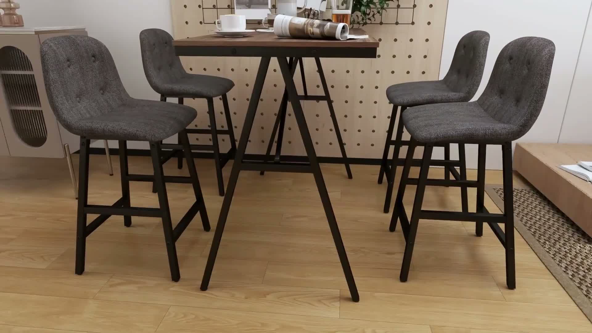 HOMCOM Bartisch mit Barhocker Set, Küchentisch, 5-teilig Produktbild-Vorschau 7