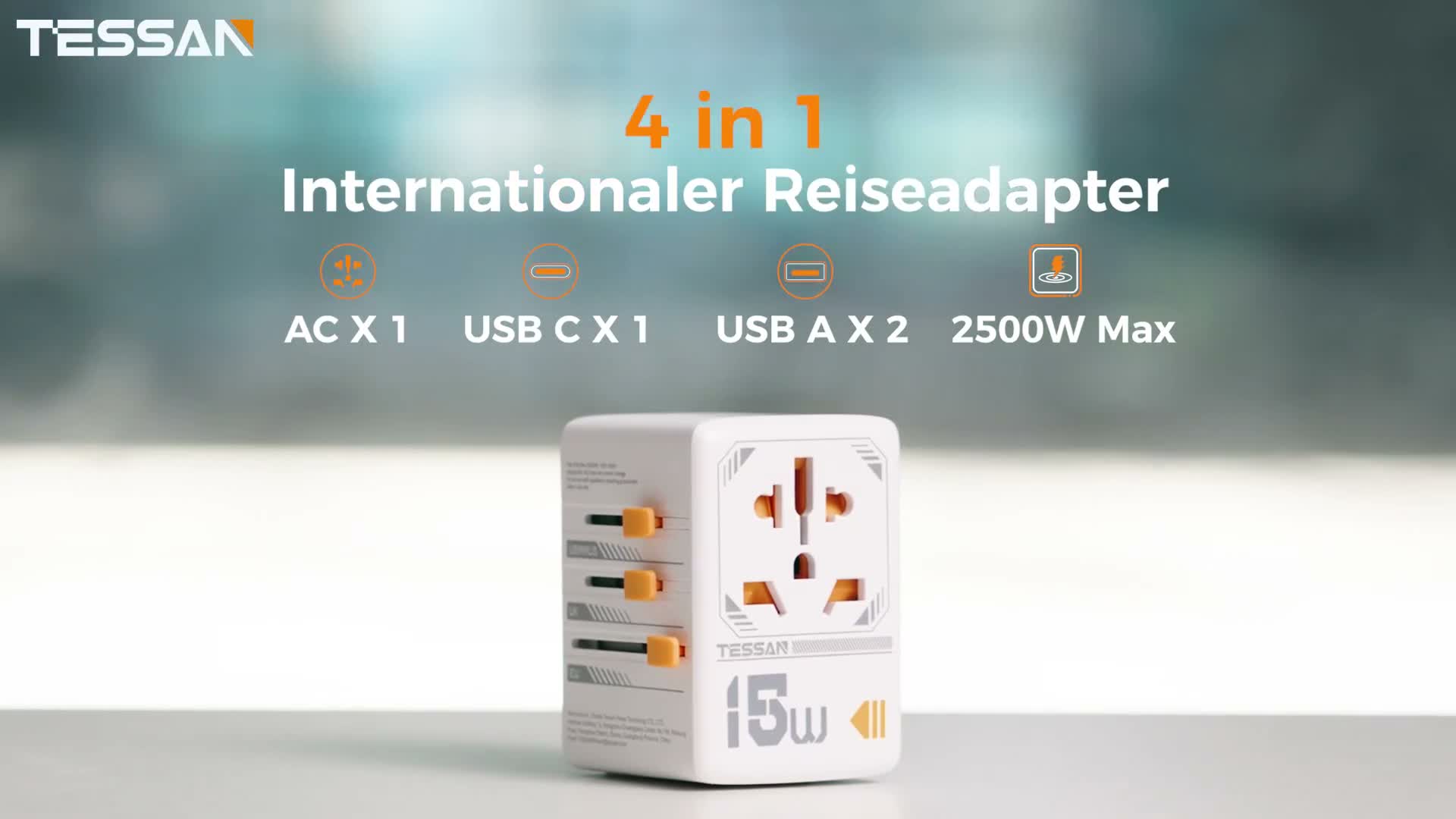 TESSAN Reiseadapter Weltweit Universal Reisestecker mit 1 Produktbild-Vorschau 7