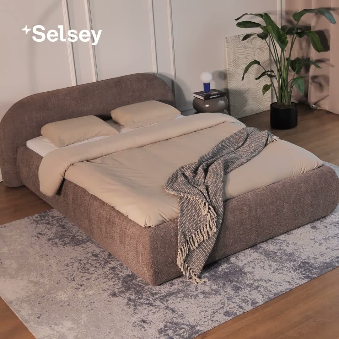 Selsey Shels Low – Polsterbett 180x200, Bouclé, Hellbeige Produktbild-Vorschau 7
