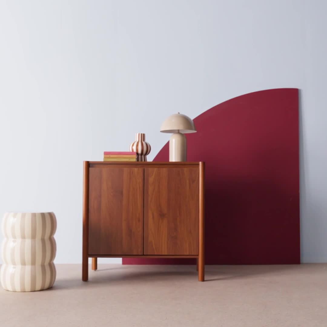 sweeek - Sideboard Holzdekor 2 Türen 80 cm - Nussbaumfarben Produktbild-Vorschau 7