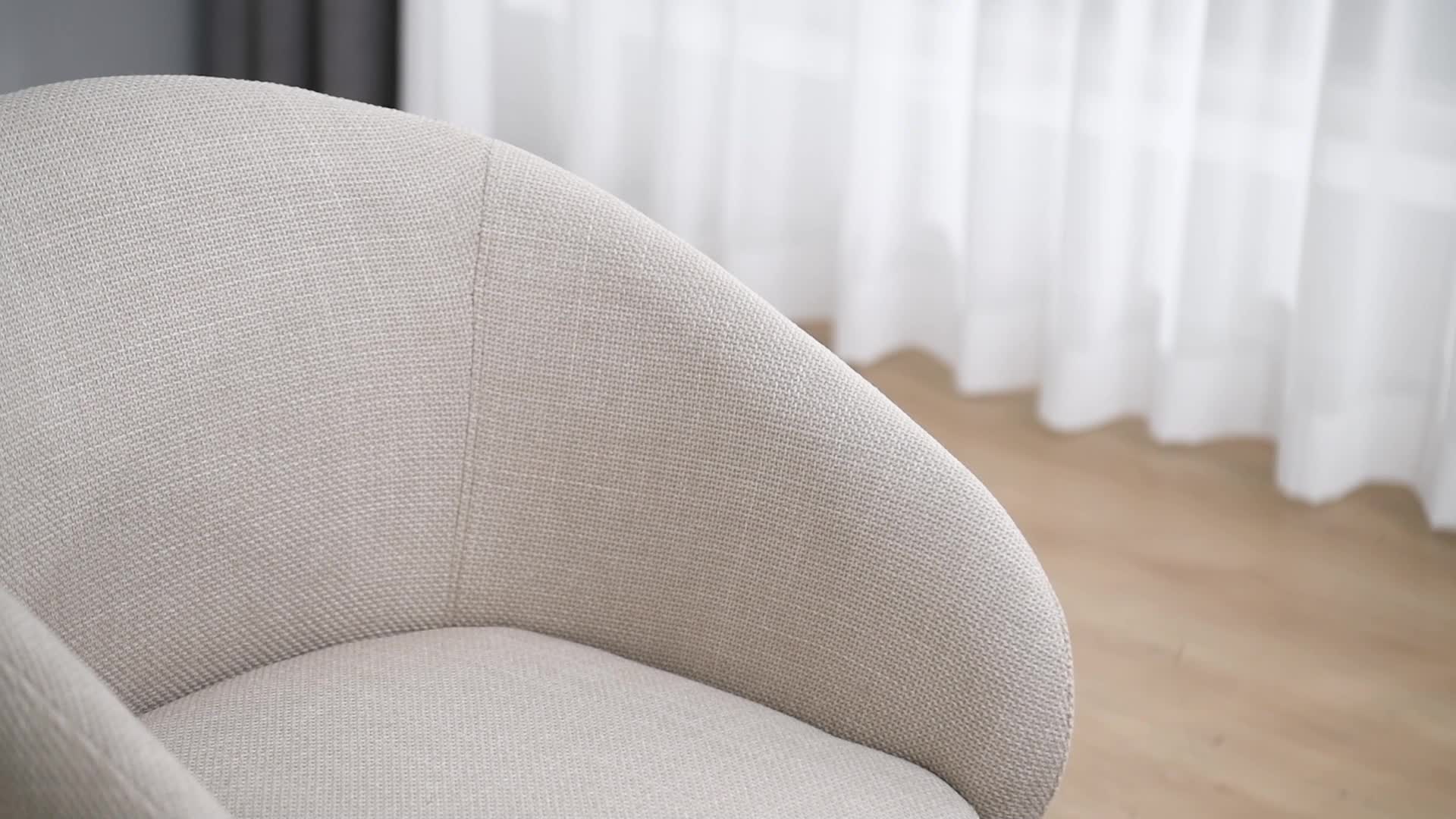 Duhome Sessel Wohnzimmer Beige Drehstuhl aus Leinen Produktbild-Vorschau 7