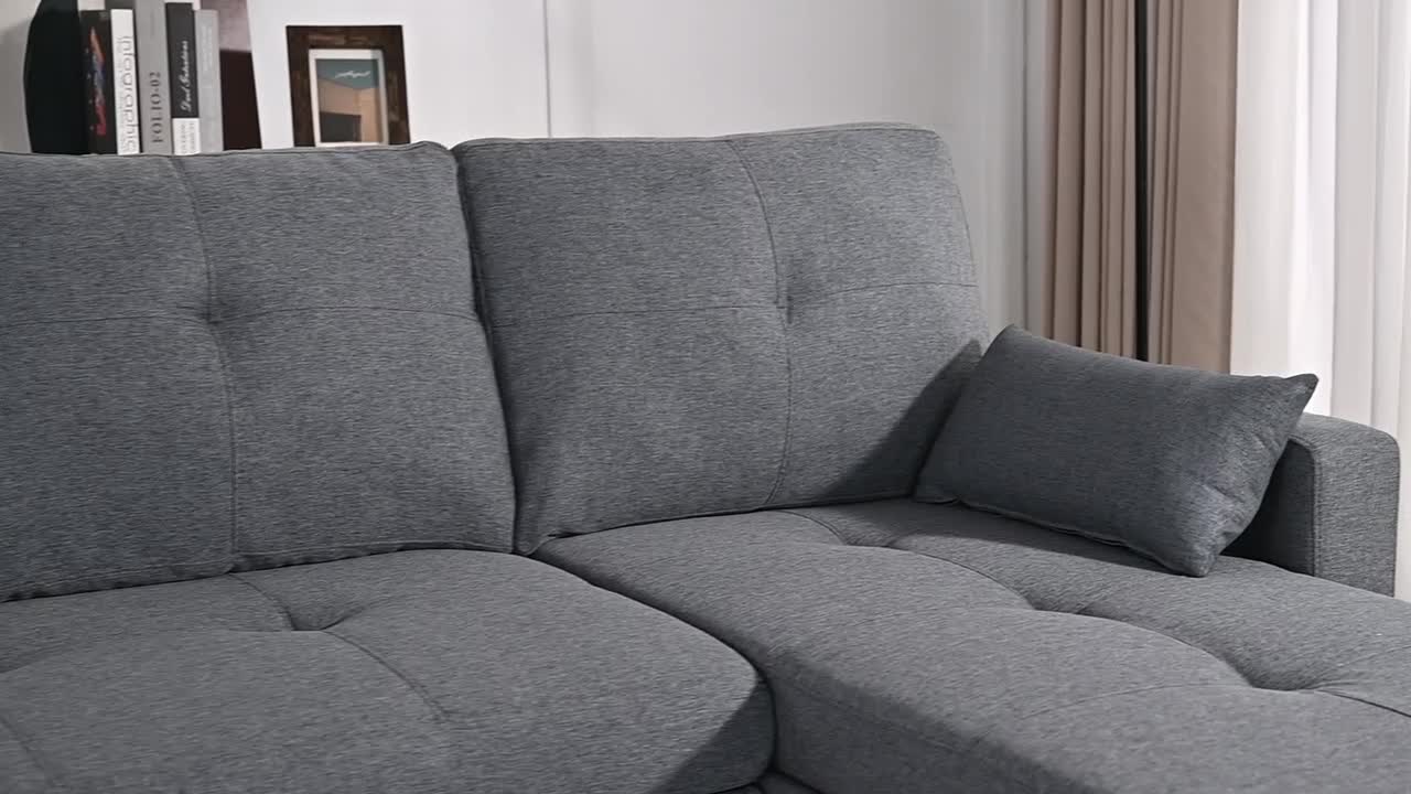 Merax Ecksofa, L-Form Couch Schlafsofa mit Schlaffunktion, Produktbild-Vorschau 7