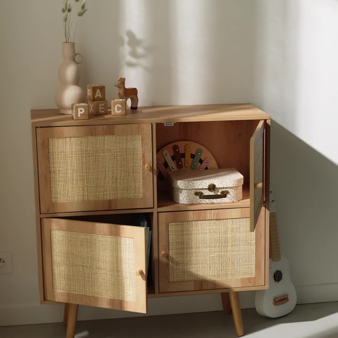 Cassettiera per bambini a 4 ante effetto legno, Marrone Anteprima dell’immagine prodotto 7