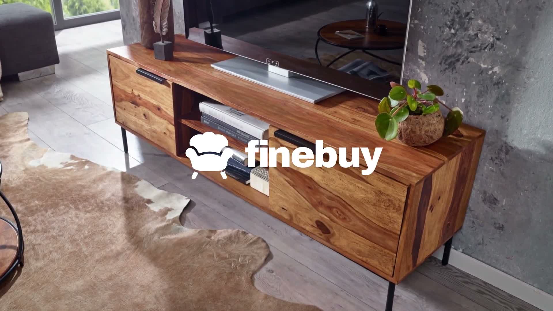 FineBuy Lowboard Sheesham Massivholz 147x51x38 cm Produktbild-Vorschau 7