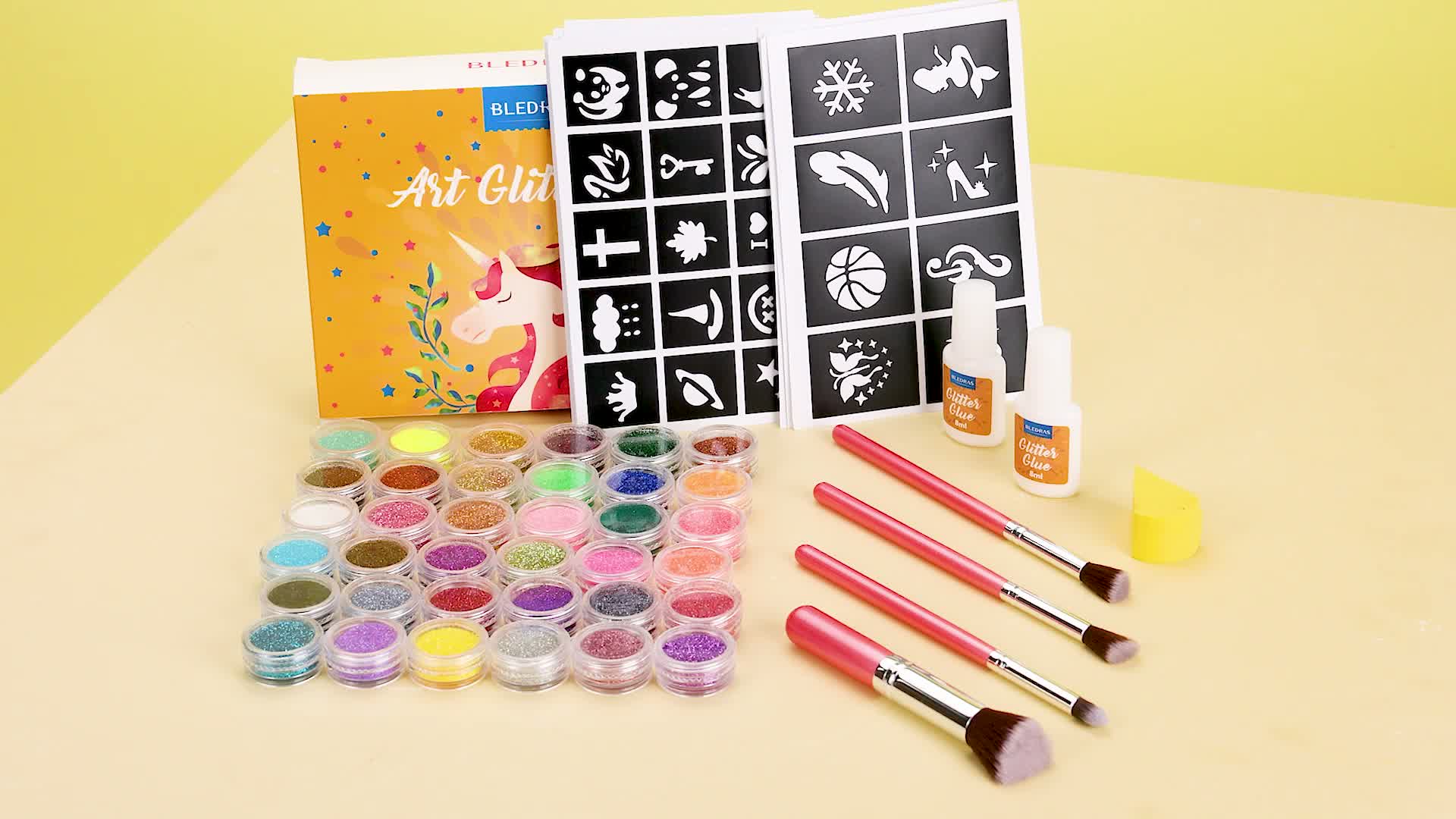 Bledras Glitzer Tattoo Set, 30 Farben Glitzer Tattoos, 145 Produktbild-Vorschau 7