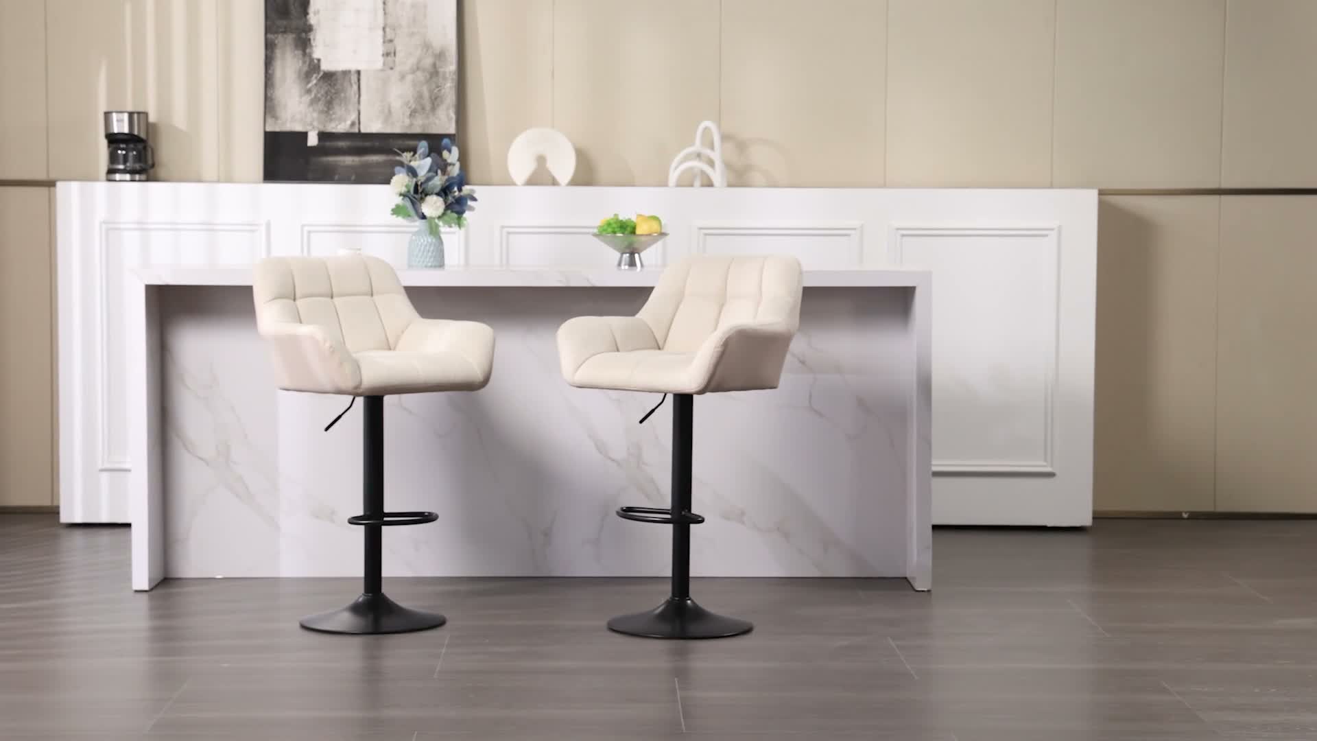 HOMCOM Barhocker 2er-Set Tresenhocker Höhenverstellbar Produktbild-Vorschau 7