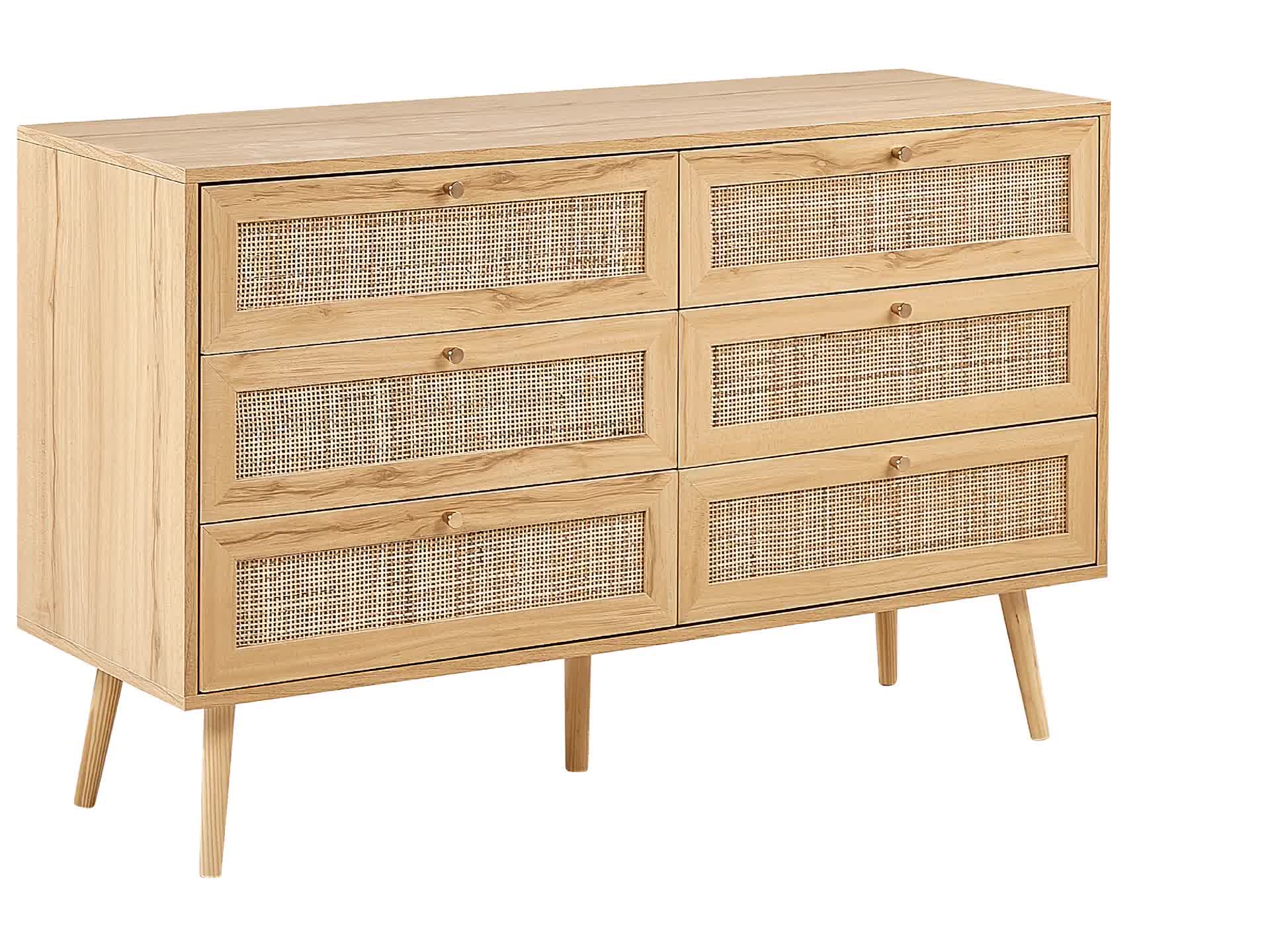 Beliani Kommode, Rattan, Hellbraun, Boho, 6 Schubladen, für Produktbild-Vorschau 7