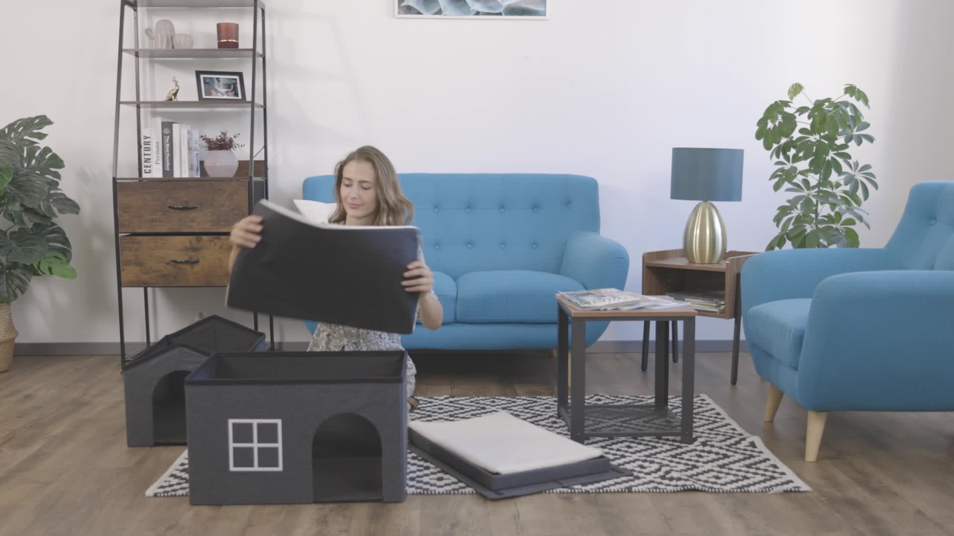 Relaxdays Katzenhaus aus Stoff, Katzenhöhle mit 2 Produktbild-Vorschau 7
