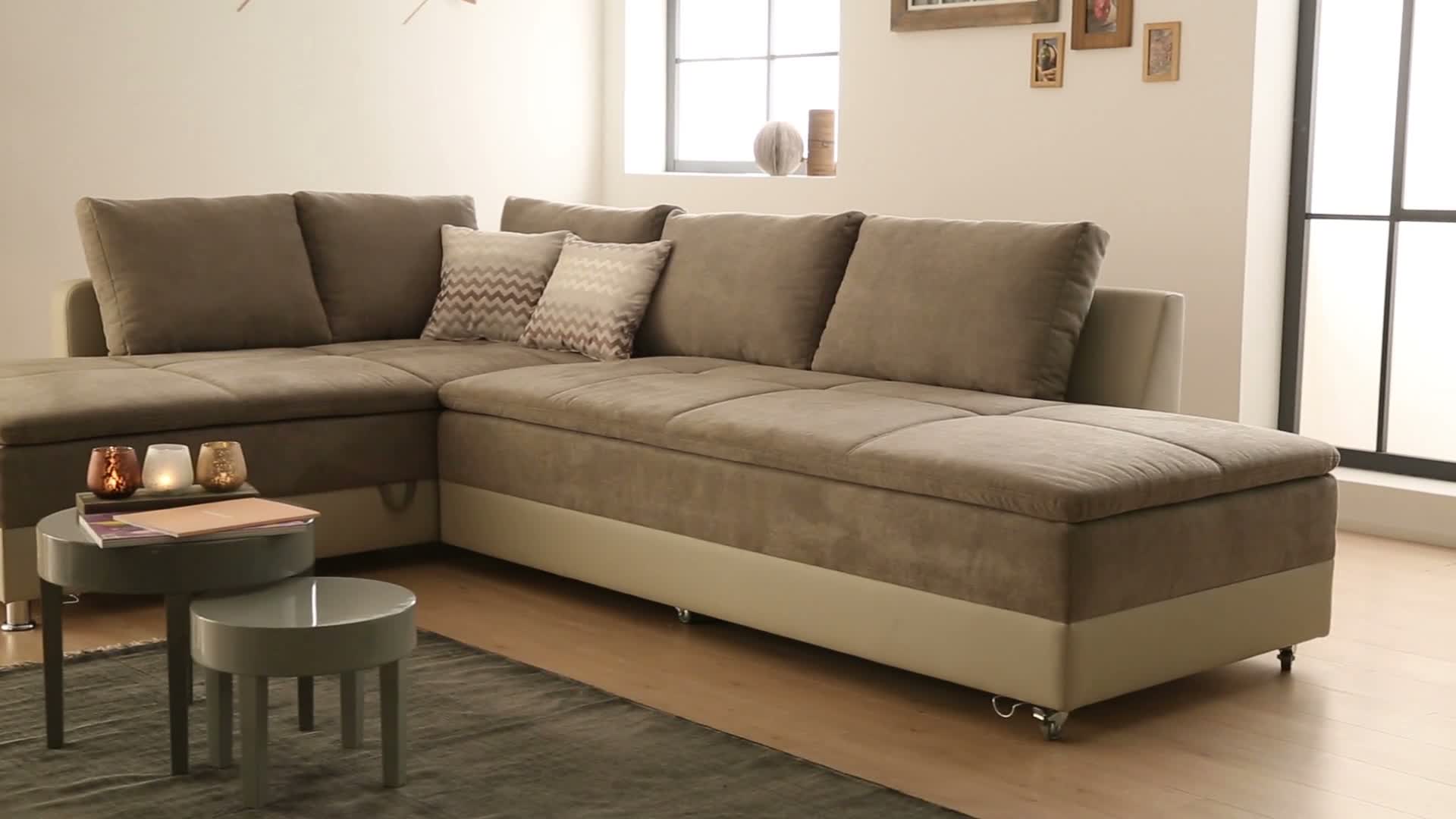 Ecksofa-Dauerschläfer Doppelbett Federkern Bettkasten Couch Produktbild-Vorschau 7