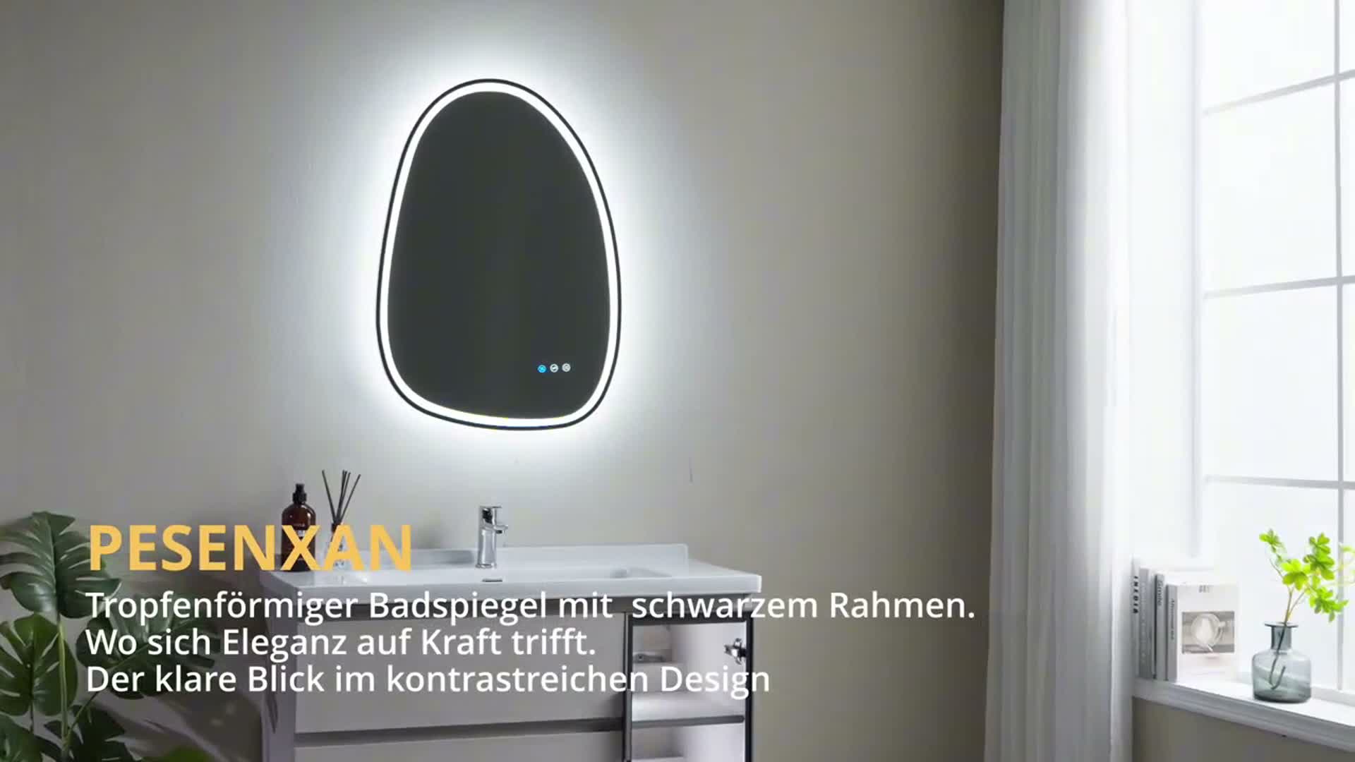 PESENXAN 75x55 cm Asymmetrischer Spiegel mit Beleuchtung, Produktbild-Vorschau 7