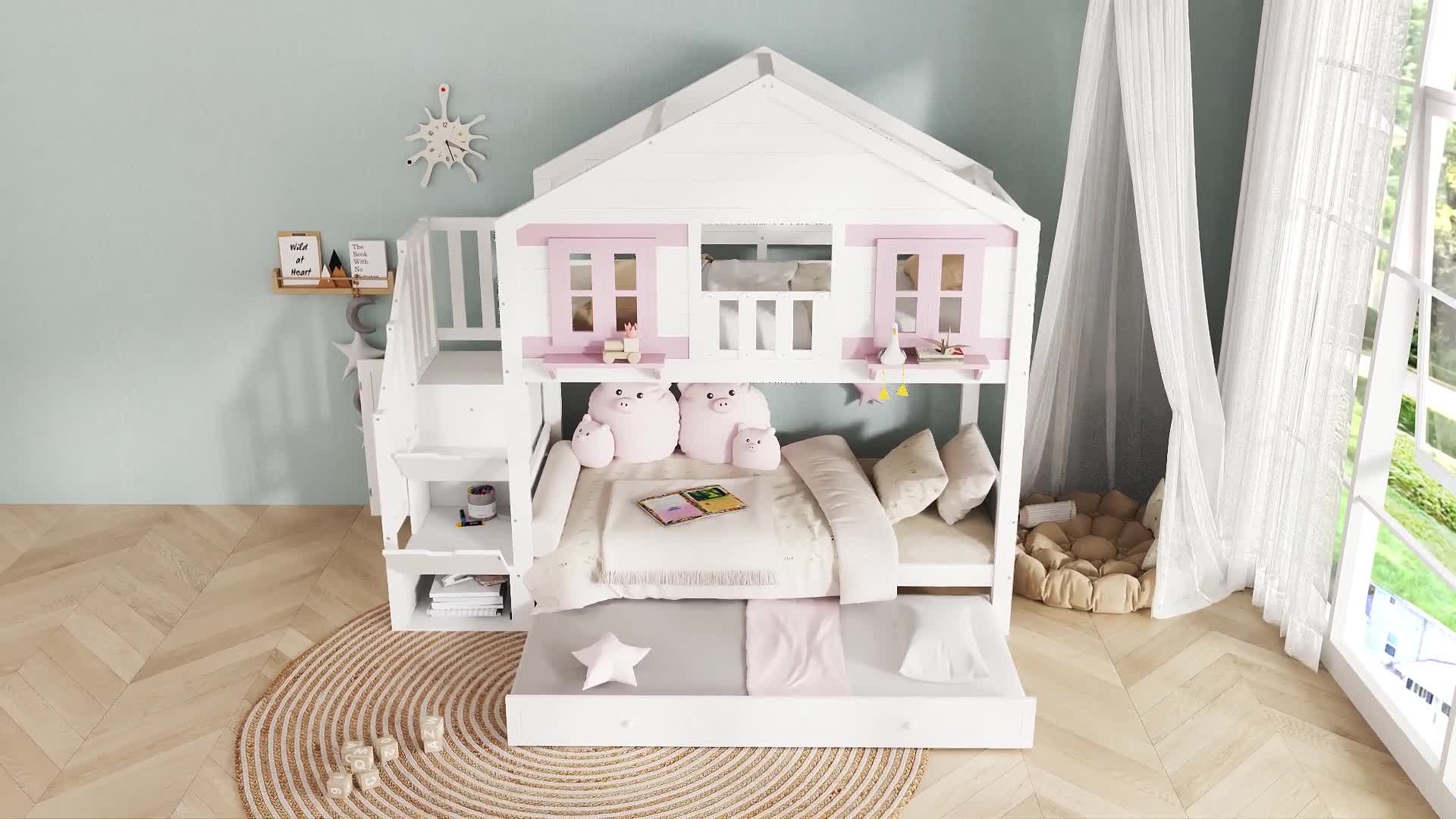 Flieks Etagenbett 90x200cm mit ausziehbarem Bett 90x190cm, Produktbild-Vorschau 7