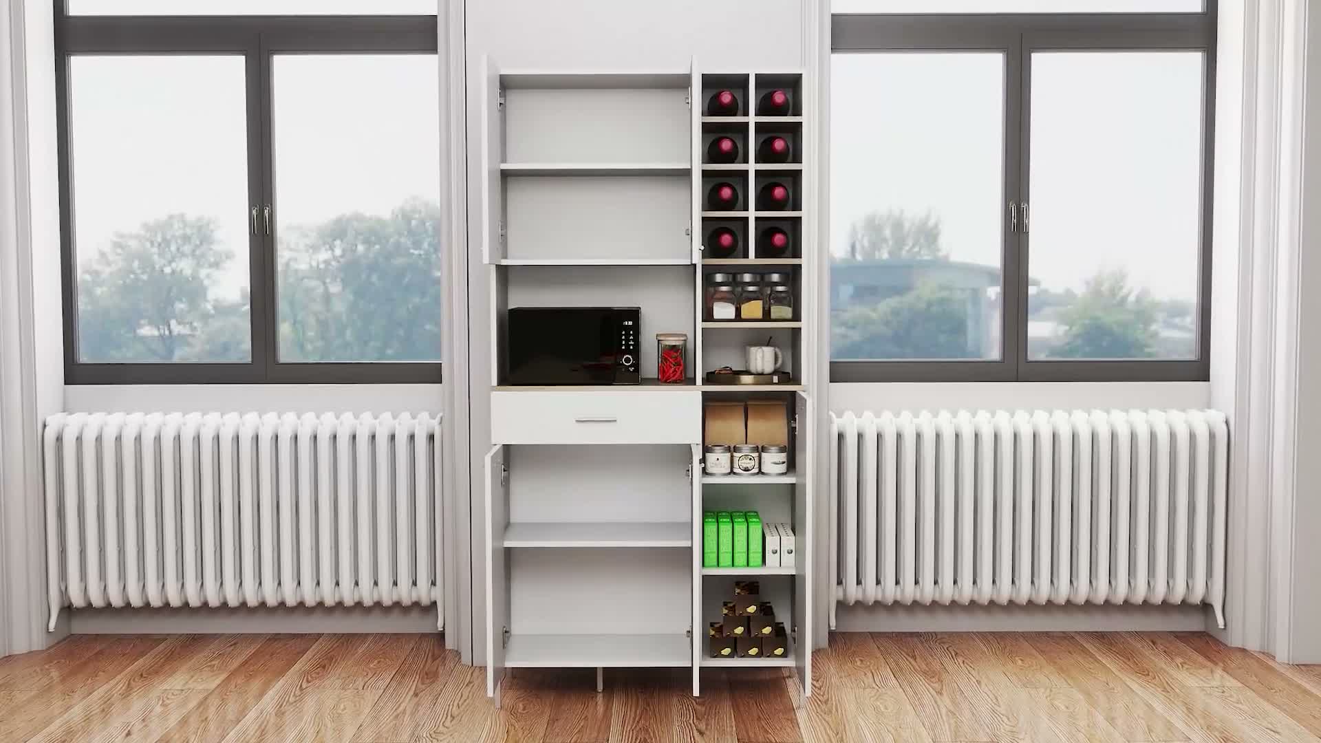 HOMCOM Küchenschrank mit offenen Regalen, Fächern, Produktbild-Vorschau 7