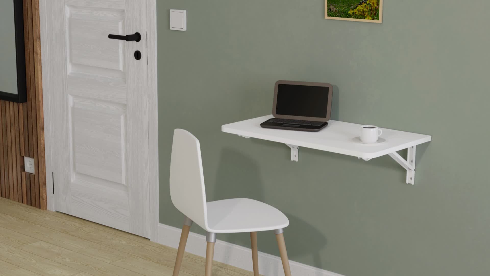 Table pliante pour mur Plateau de table 70x40 cm en blanc Voir les images du produit 7
